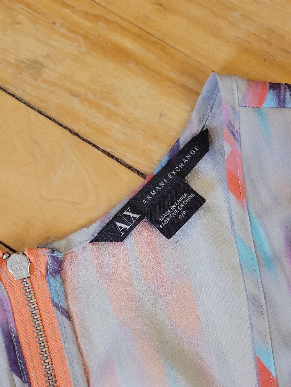 Armani Exchange Coral, Aqua & Purple Abstract‎ Print Camisole Size S